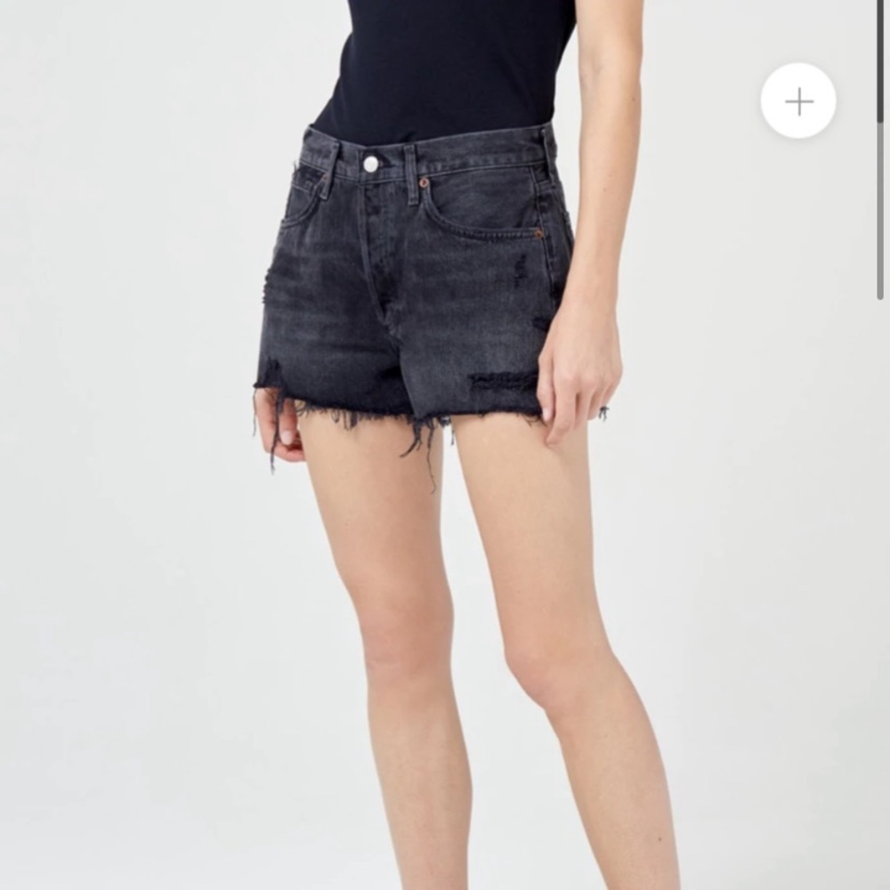 NWOT AGOLDE Parker short in vortex size 27 cutoff denim shorts black